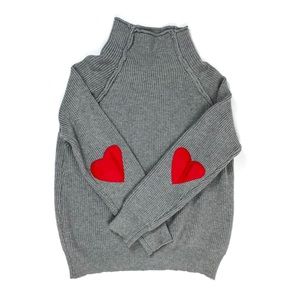 Chicwish Heart Elbow Patch Heart and Soul Patched Knit Sweater in Gray S/M